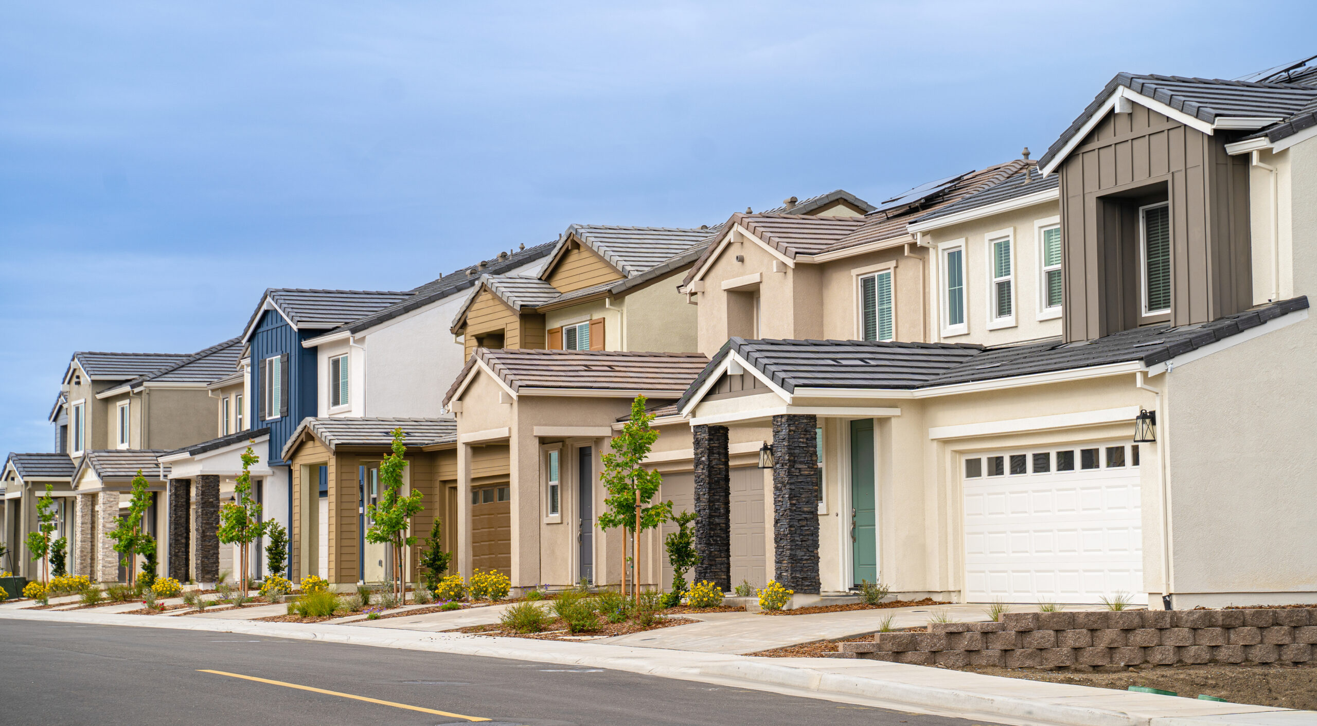 Newly built  row of single family homes